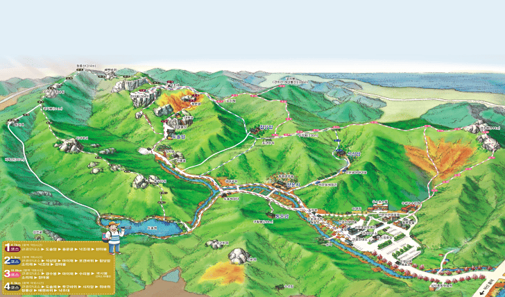 컬러-지도-위에-선운산-등산코스가-표시되어-있다.