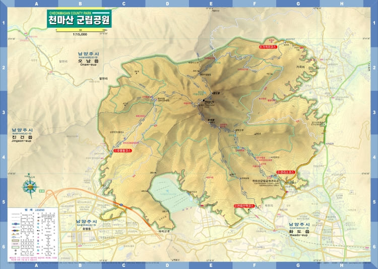 천마산을-비롯한-남양주시-경계가-지형도에-그려져-있다.